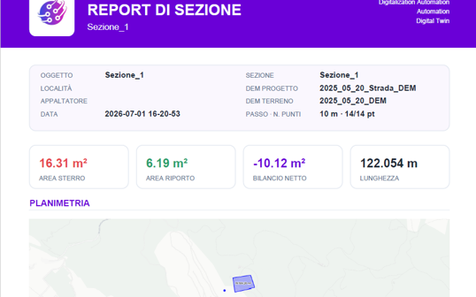 Analisi volumetrica cut/fill di scavi e riporti nella piattaforma GeoConnect