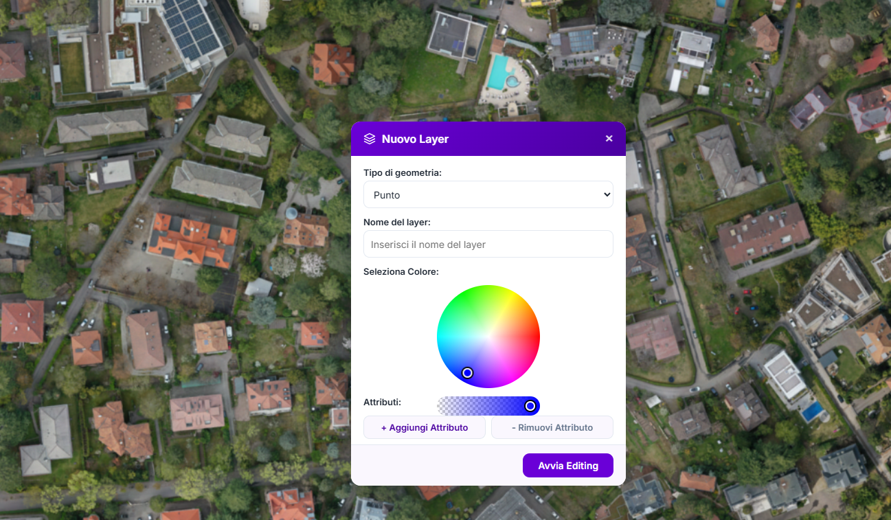 Creazione di un nuovo layer vettoriale e digitalizzazione su ortofoto nella piattaforma GeoConnect