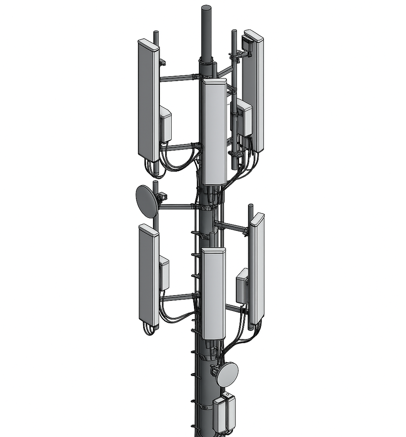 Modello BIM generato da nuvola di punti — traliccio per antenne di telecomunicazione