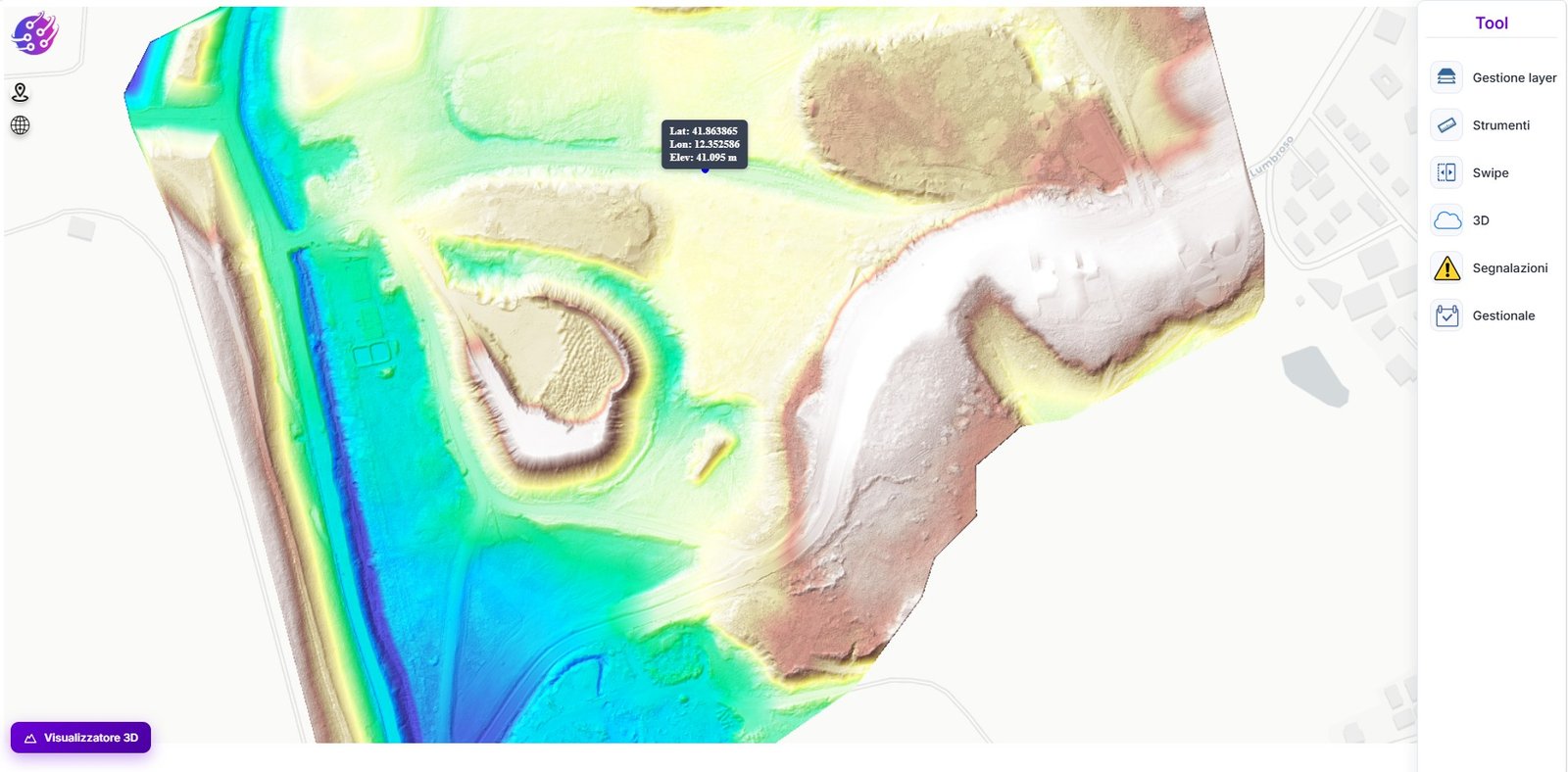 Rilievo e nuvola di punti 3D esplorabili dal browser nella piattaforma GeoConnect